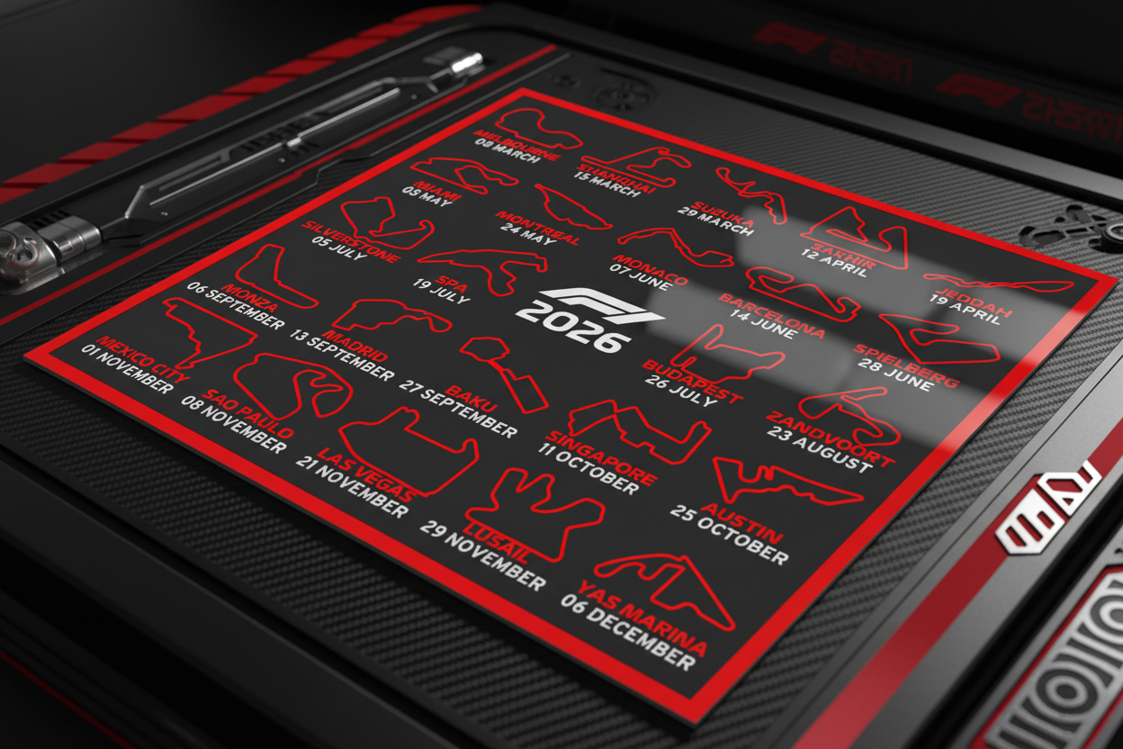 2026 F1 Calendar - Angled