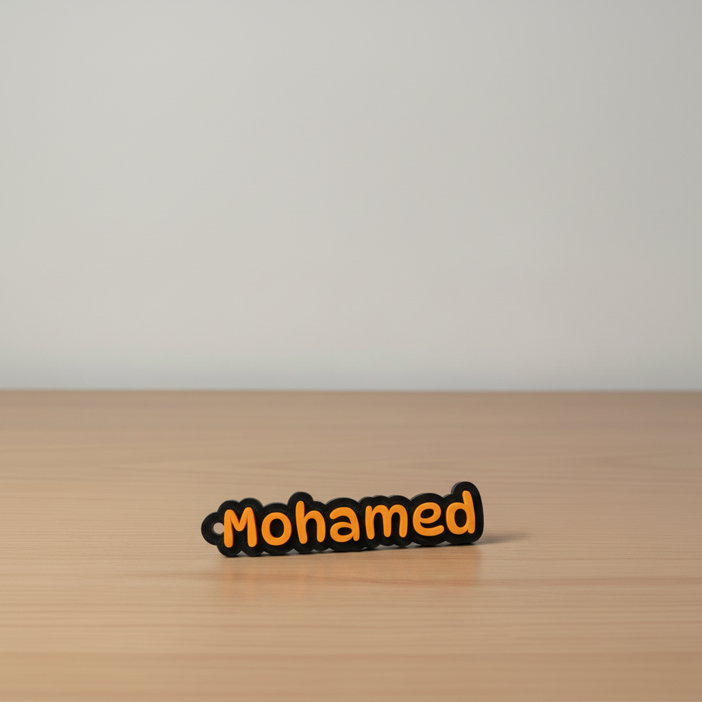 Dyna Puff Font Keychain on Desk