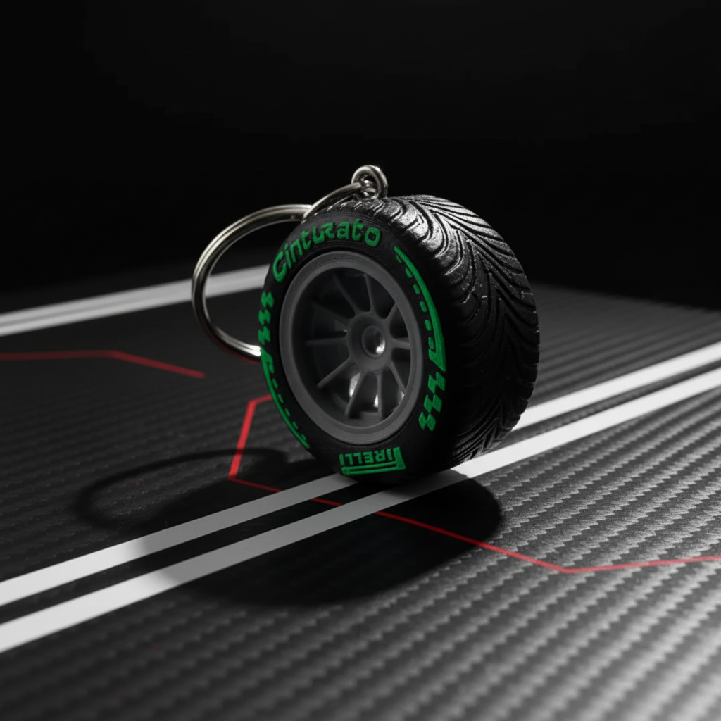F1 Tire Keychain - Green/Intermediate
