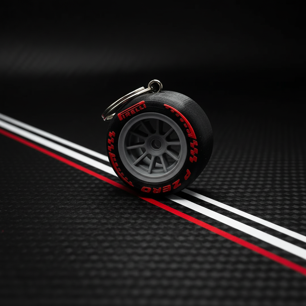 F1 Tire Keychain - Red/Medium