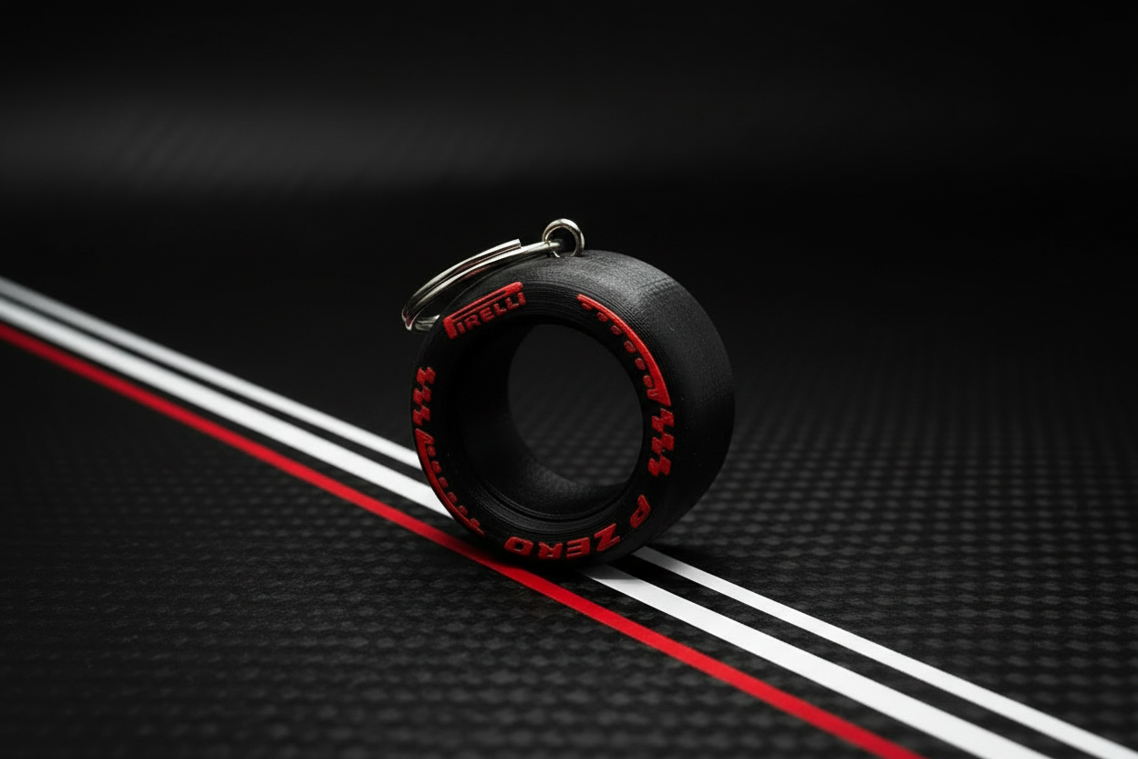 F1 Tire Keychain - Red - No Rim