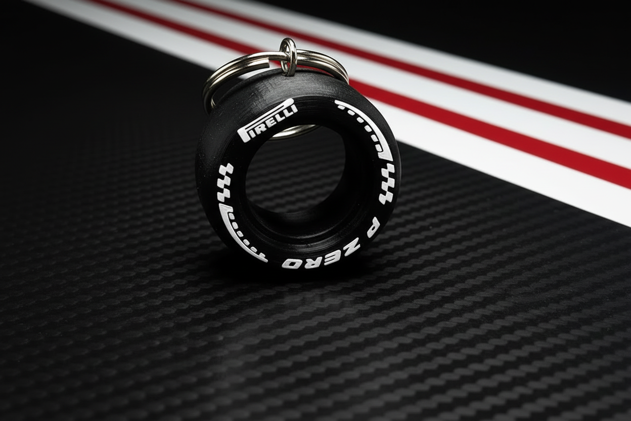 F1 Tire Keychain - White - No Rim