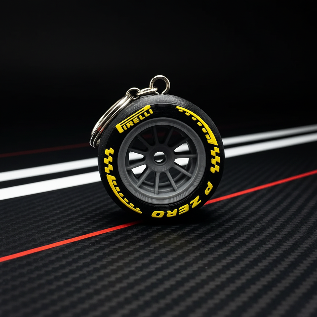 F1 Tire Keychain - Yellow/Soft