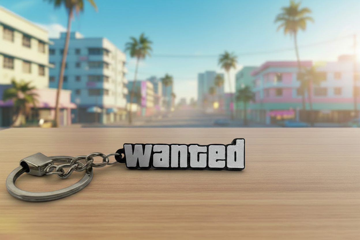 GTA Wanted Text Keychain on Unified Theme
