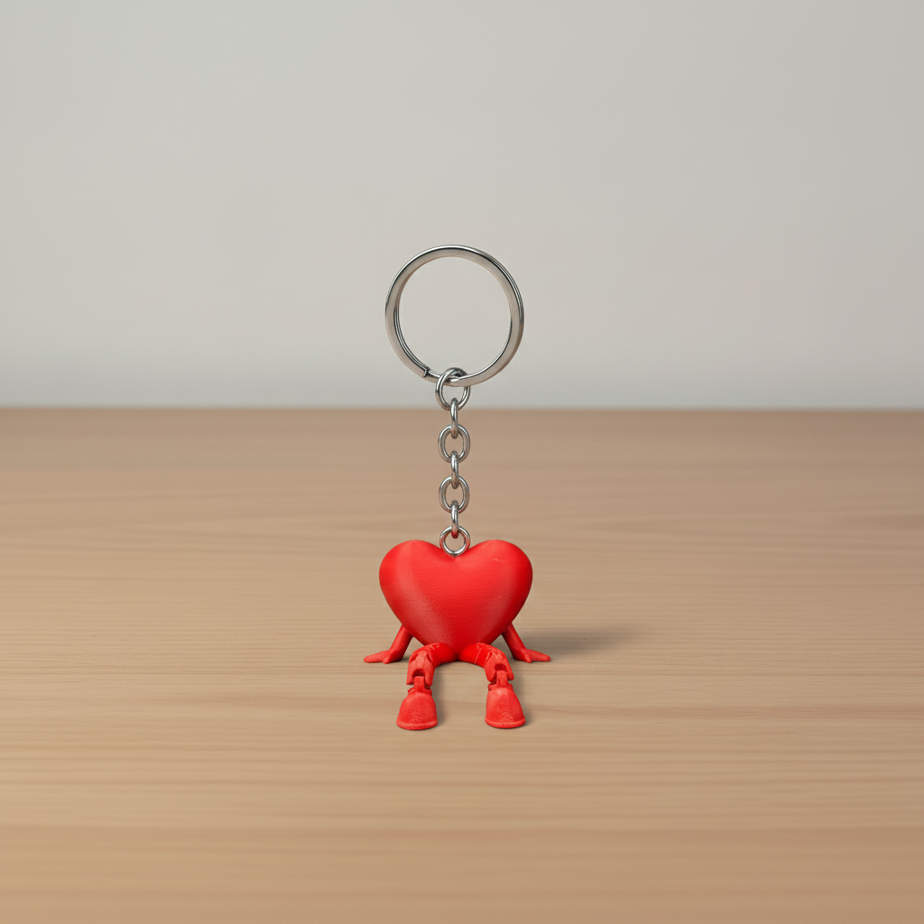 Heart Character Keychain on Desk
