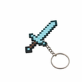 Minecraft diamond sword keychain in pixel art style