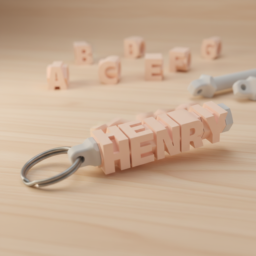 Cylinder rotating name keychain