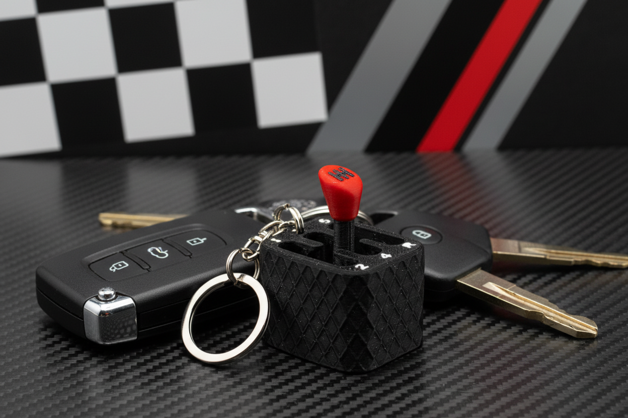 Gear Shift Keychain lifestyle with keys