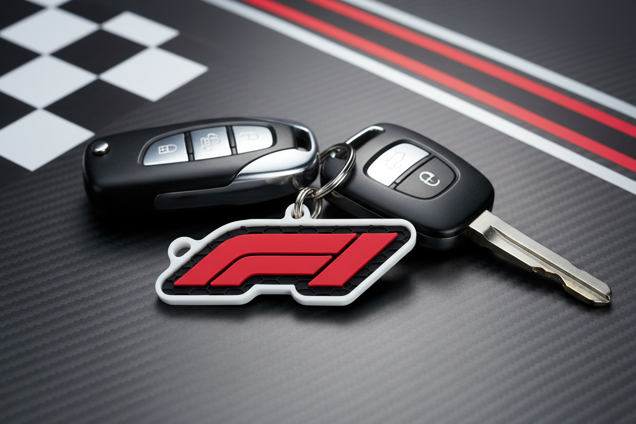 F1 Logo Keychain with keys lifestyle