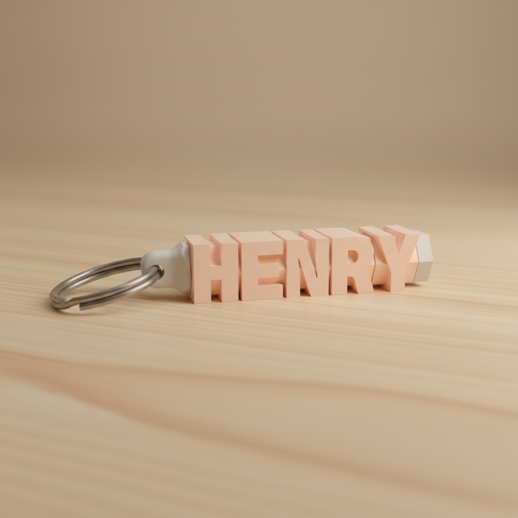 Hexagon non-rotating name keychain