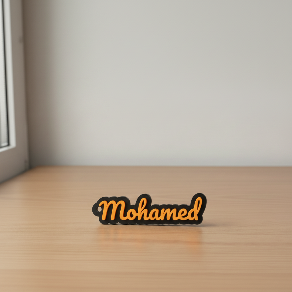 Pacifico Font Keychain on Desk