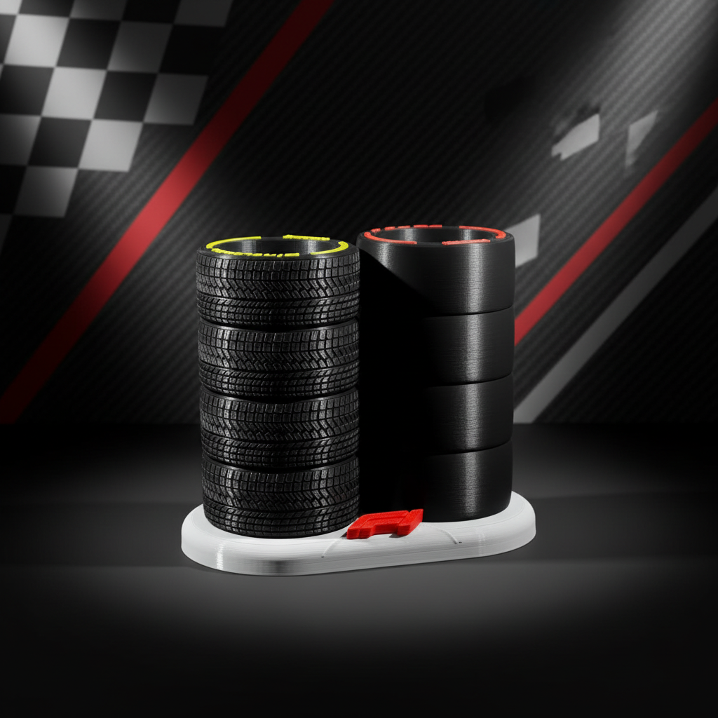 Racing Tire Pen Holder on F1 Background