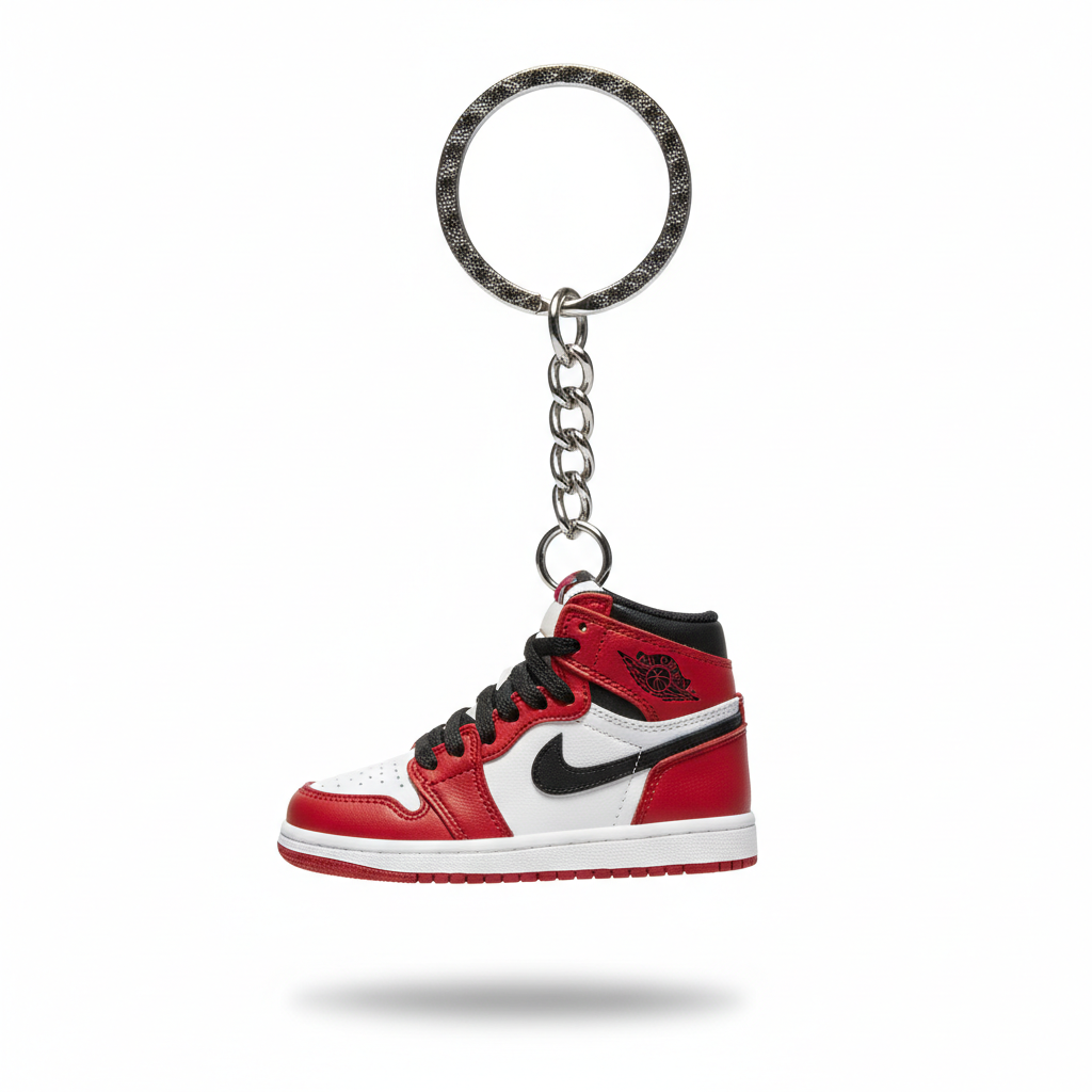Red and white Jordan 1 keychain